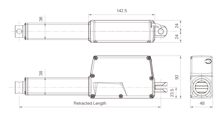 12/24V DC 6000N Thrust Electric Cylinder Linear Motion Waterproof IP66 25-600mm